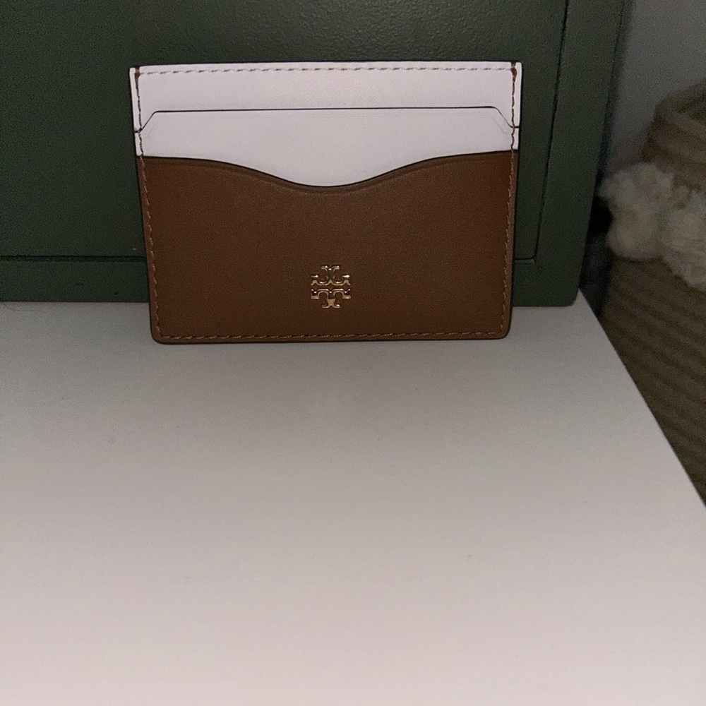 Tory Burch Brown and White Card Holder
